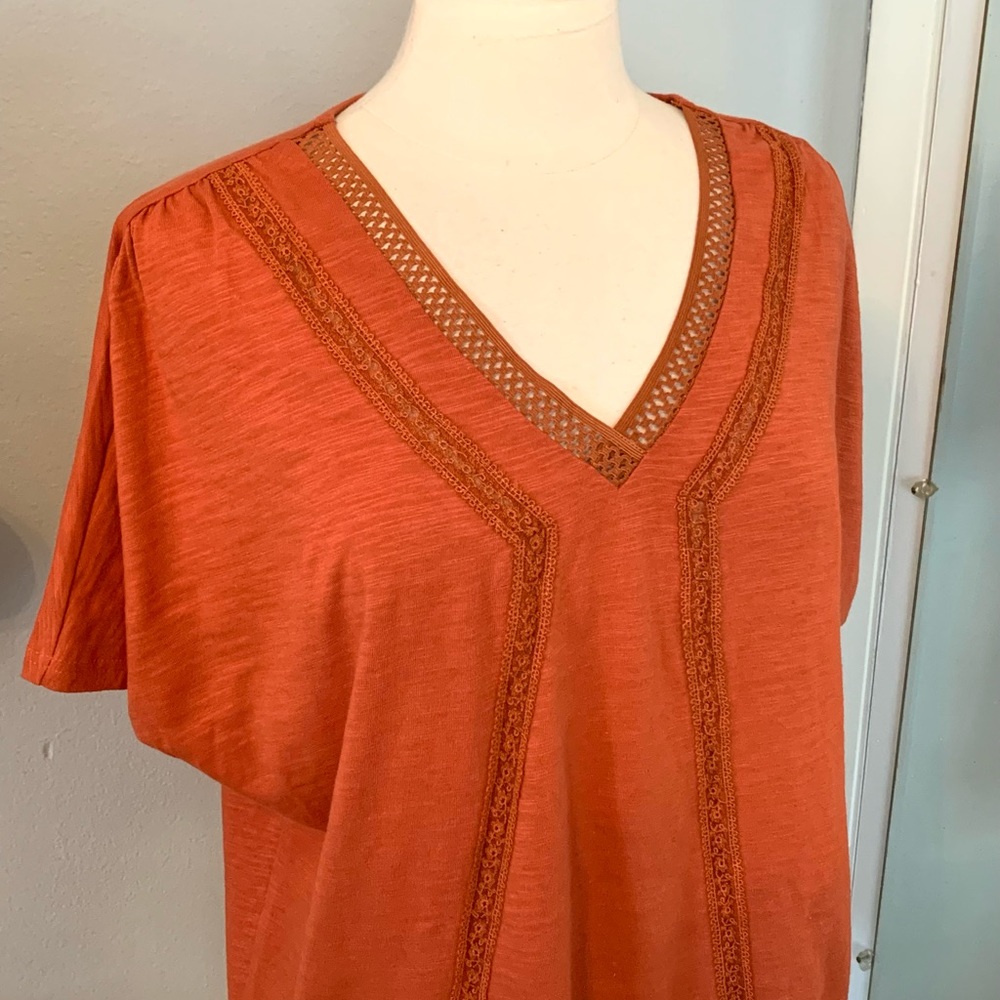 Suzanne Betro Blouse V Neck Size S oversized Orange Summer Comfortable
